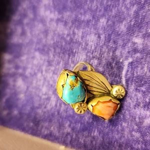 Vintage turquoise sterling silver ring size 5 or 4